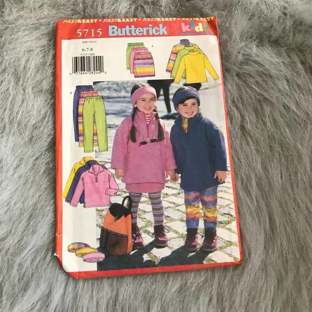 Butterick 5715 Kids Fashion‎ Essentials Skirt Tunic Top Leggings Headband 6 7 8